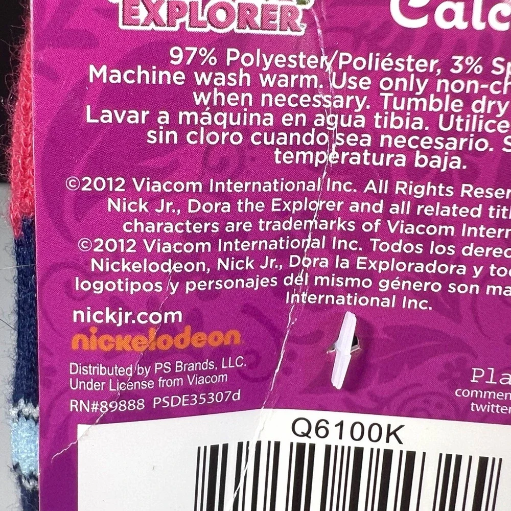 Nickelodeon Dora The Explorer & Boots Calf Socks Girls 6-8 Pink‎ Navy Pair/2 NWT
